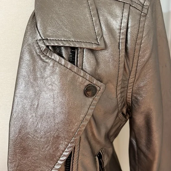 Blanc NYC Faux leather pewter Moto jacket - Picture 3 of 6